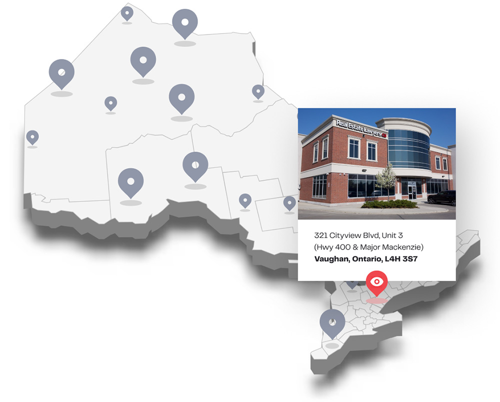 Map of Ontario with office locations